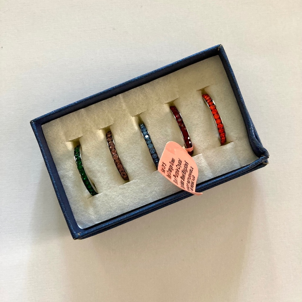 Crystal Ring Set in Stainless Steel